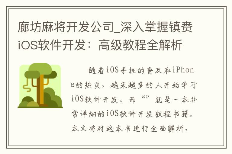 廊坊麻将开发公司_深入掌握镇赉iOS软件开发：高级教程全解析