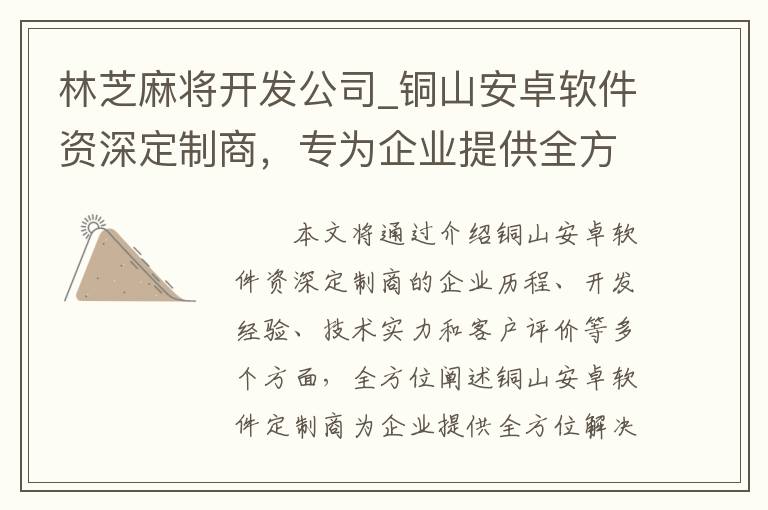 林芝麻将开发公司_铜山安卓软件资深定制商，专为企业提供全方位解决方案