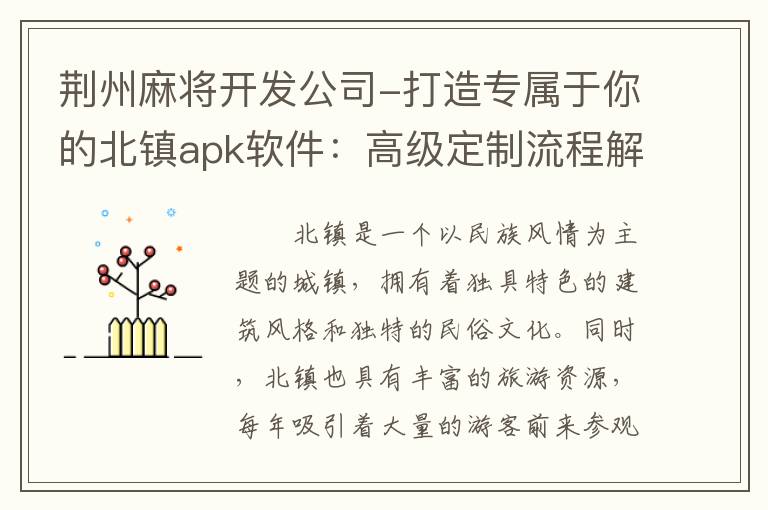 荆州麻将开发公司-打造专属于你的北镇apk软件：高级定制流程解析