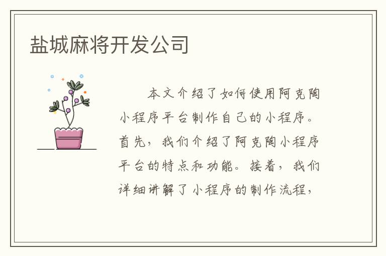 盐城麻将开发公司