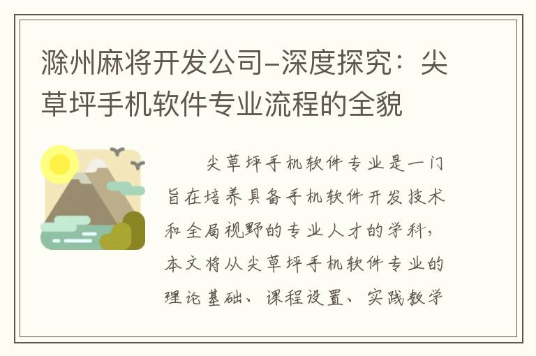 滁州麻将开发公司-深度探究：尖草坪手机软件专业流程的全貌