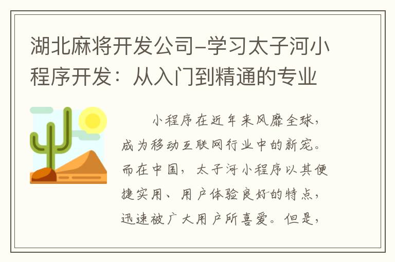 湖北麻将开发公司-学习太子河小程序开发：从入门到精通的专业教程